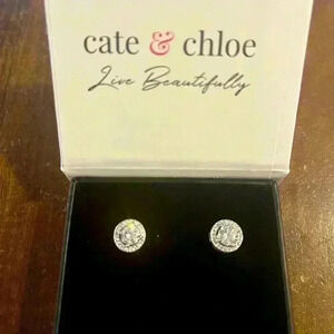 Cate & Chloe Ariel white gold and cubic zirconia earrings CCEB1575CZBX